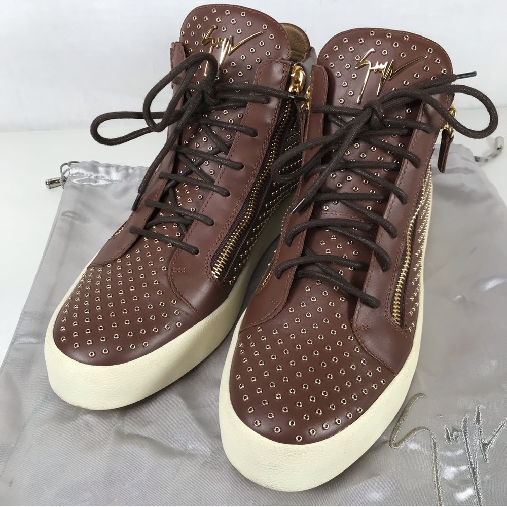 NEW Giuseppe Zanotti Brown Eyelet Sneaker Shoes Size EU 45= 12 (US) - Picture 3 of 12